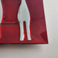 Crate & Barrel Reindeer Platter 17" x 12” Red Glass Serving Tray G7005 Vintage