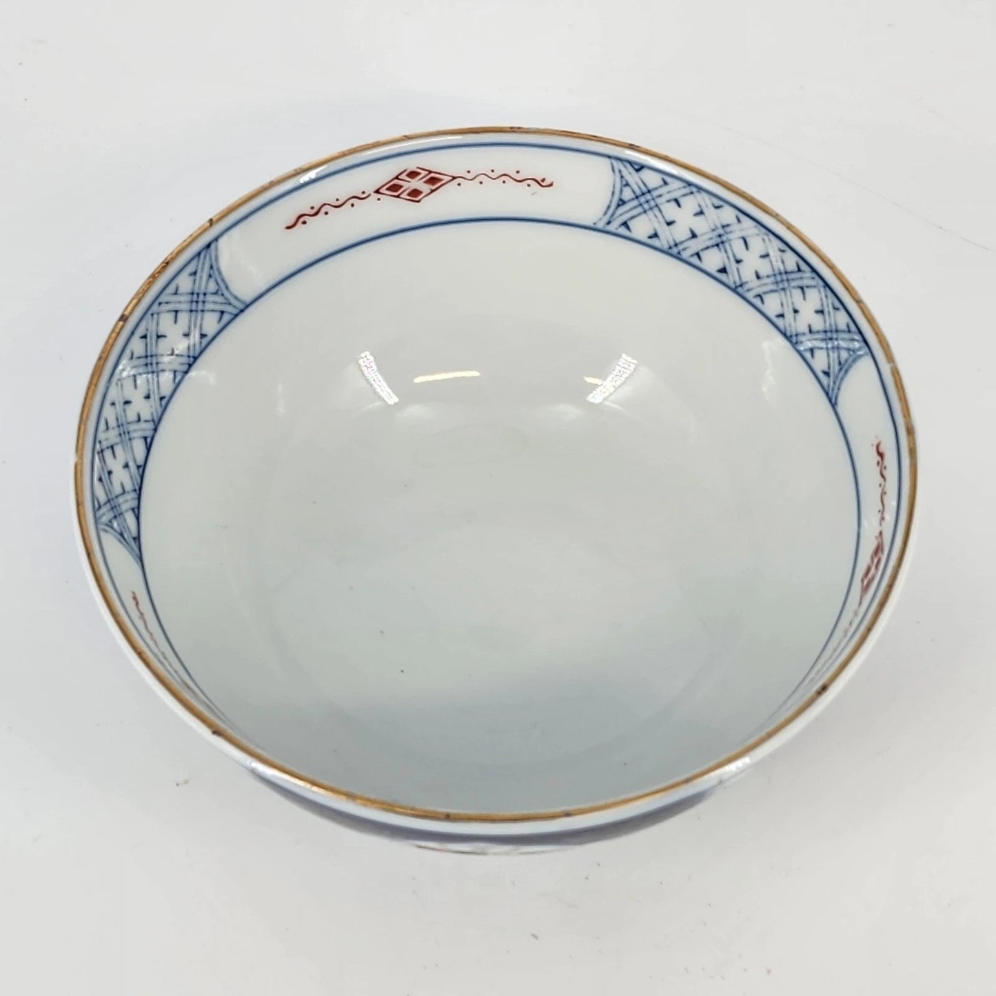 Japanese Imari Porcelain Rice Bowl Blue Red Gold 6.25