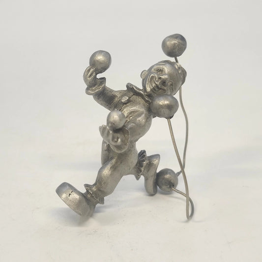 Vintage Rawcliffe pewter juggling clown figurine by P. Davis from 1979