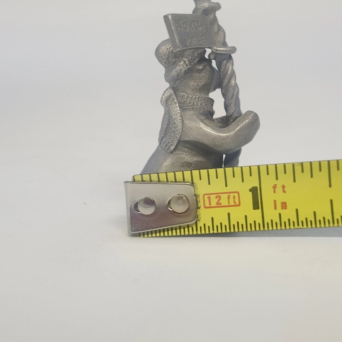 Rawcliffe P Davis Pewter Christmas Bear Holding North Pole Sign Figurine Vtg