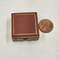 Tan Pill Box Trinket Jewelry Faux Leather Top & Bottom Gold Metal Finish