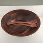 Vermillion Real Walnut Serving Salad Bowl Fork Spoon 16" x 4" MCM Vintage USA