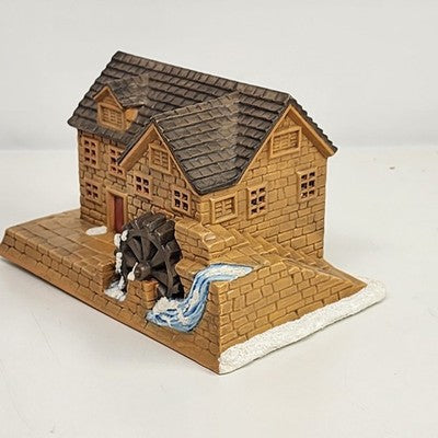 Grist Mill Christmas Village Bisque Ceramic Illuminated 8" Homemade Vintage