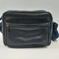 Kalimar Black Leather Camera Bag 10"x7"x7" Side Pockets & Shoulder Strap Vintage