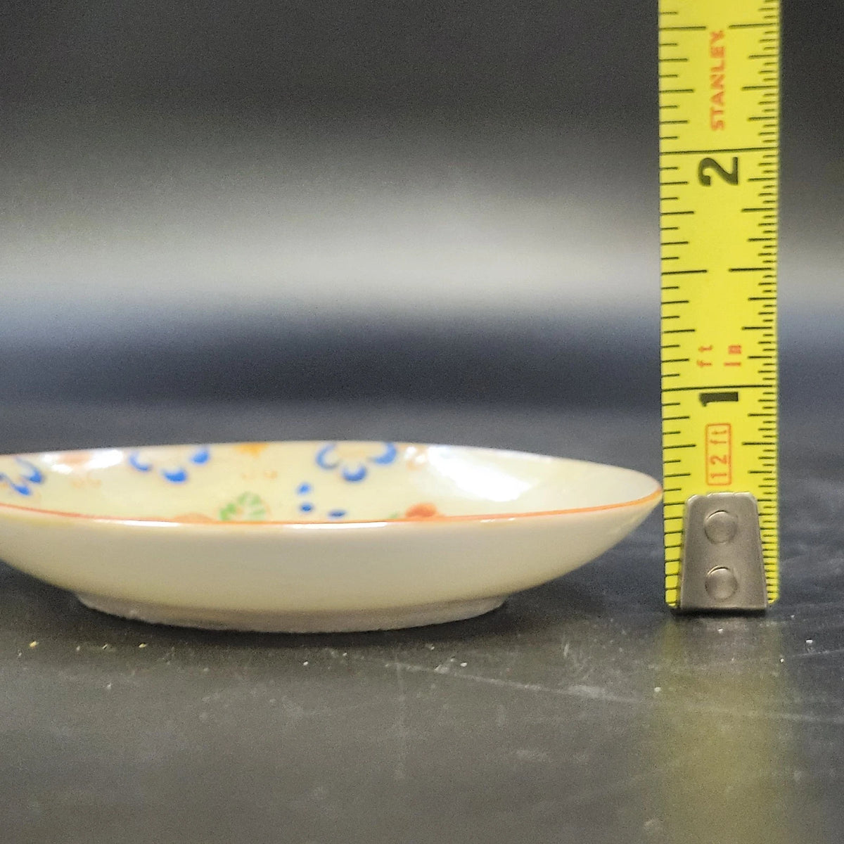 Japan Porcelain Demitasse Saucers Hand Painted Floral Orange Trim 3.25" 3pc Vtg