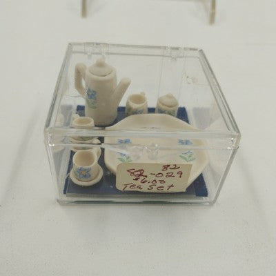 10-Piece Miniature Tea Set White Blue Floral Just For You 2" Decorative