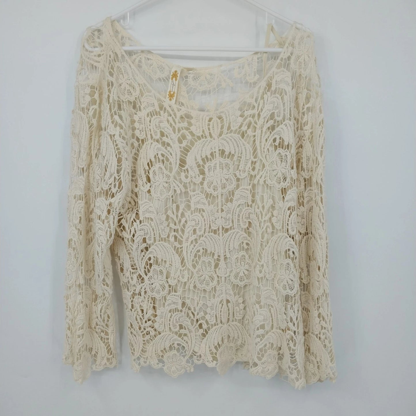 Adiva women's cream crochet lace boho top