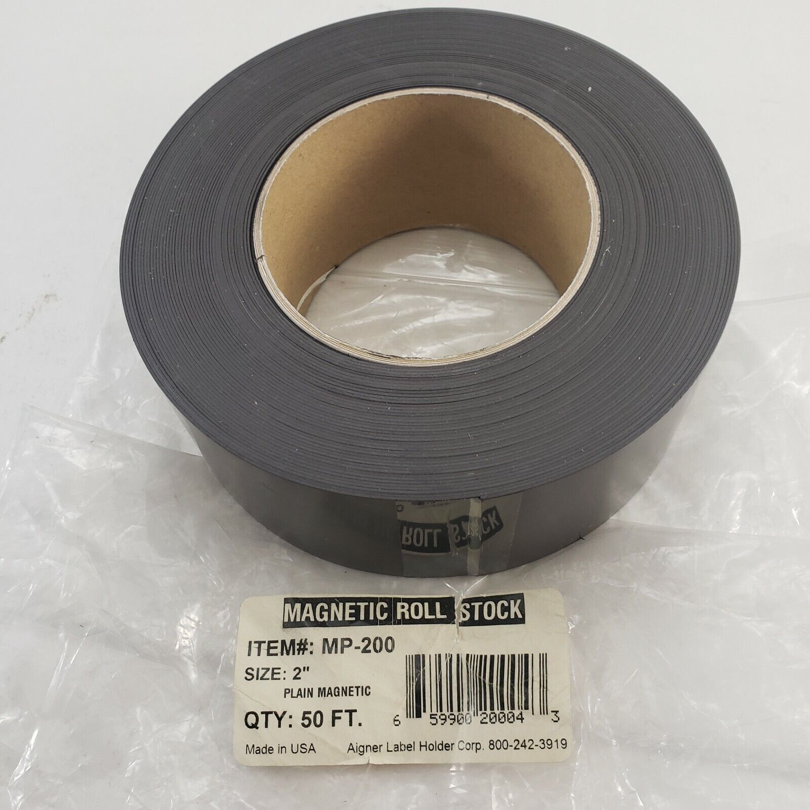 Black magnetic roll stock 50 feet long and 2 inches wide cut to length