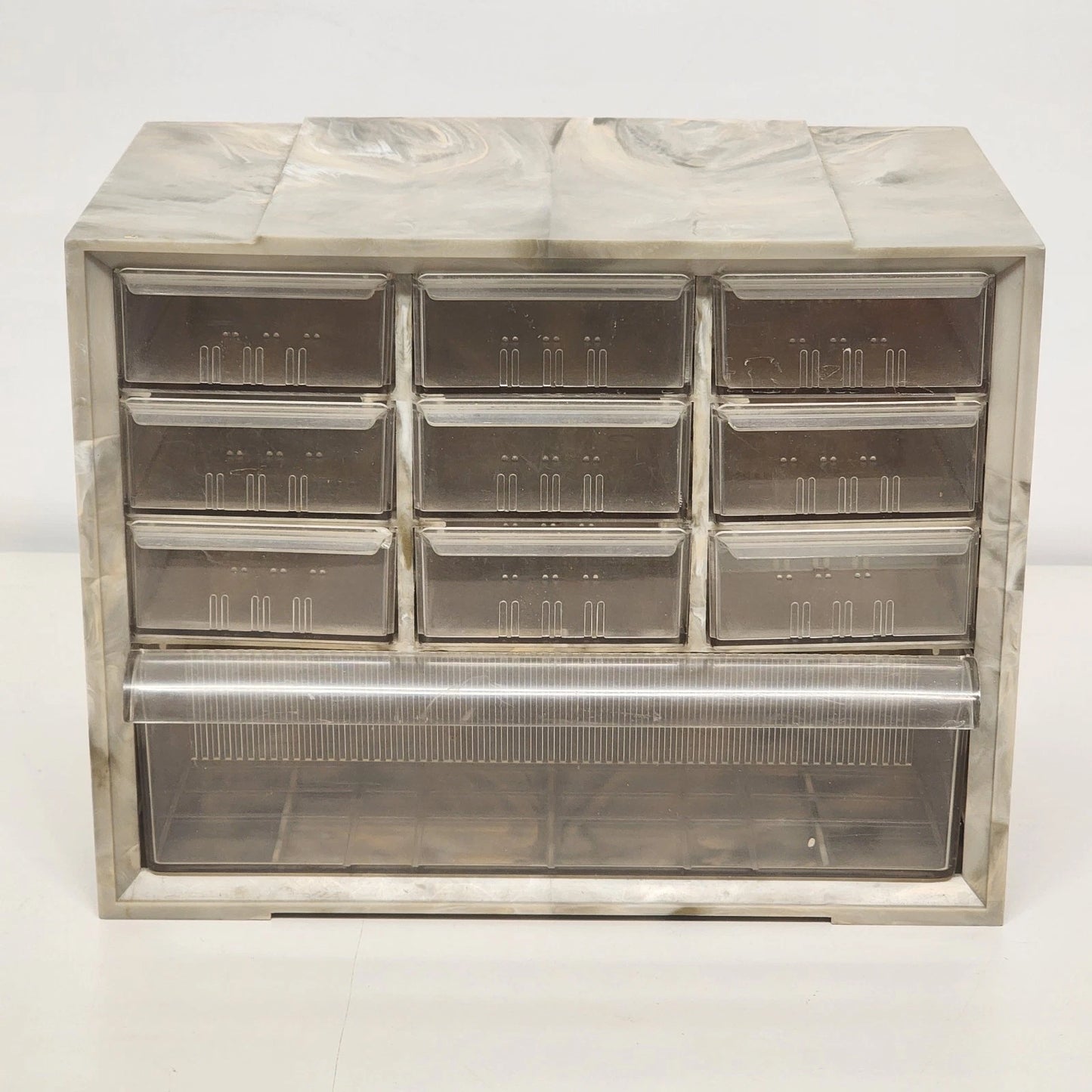 Akro Mils PM15 vintage plastic organizer with 10 clear drawers