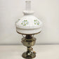 Aladdin kerosene electric mantle lamp with solid brass base and Crystal Dogwood glass shade
