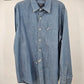 American Eagle men's blue denim button-front shirt in large athletic fit