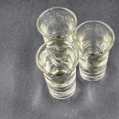 3 Anchor Hocking clear flared shot glasses with weighted bottoms