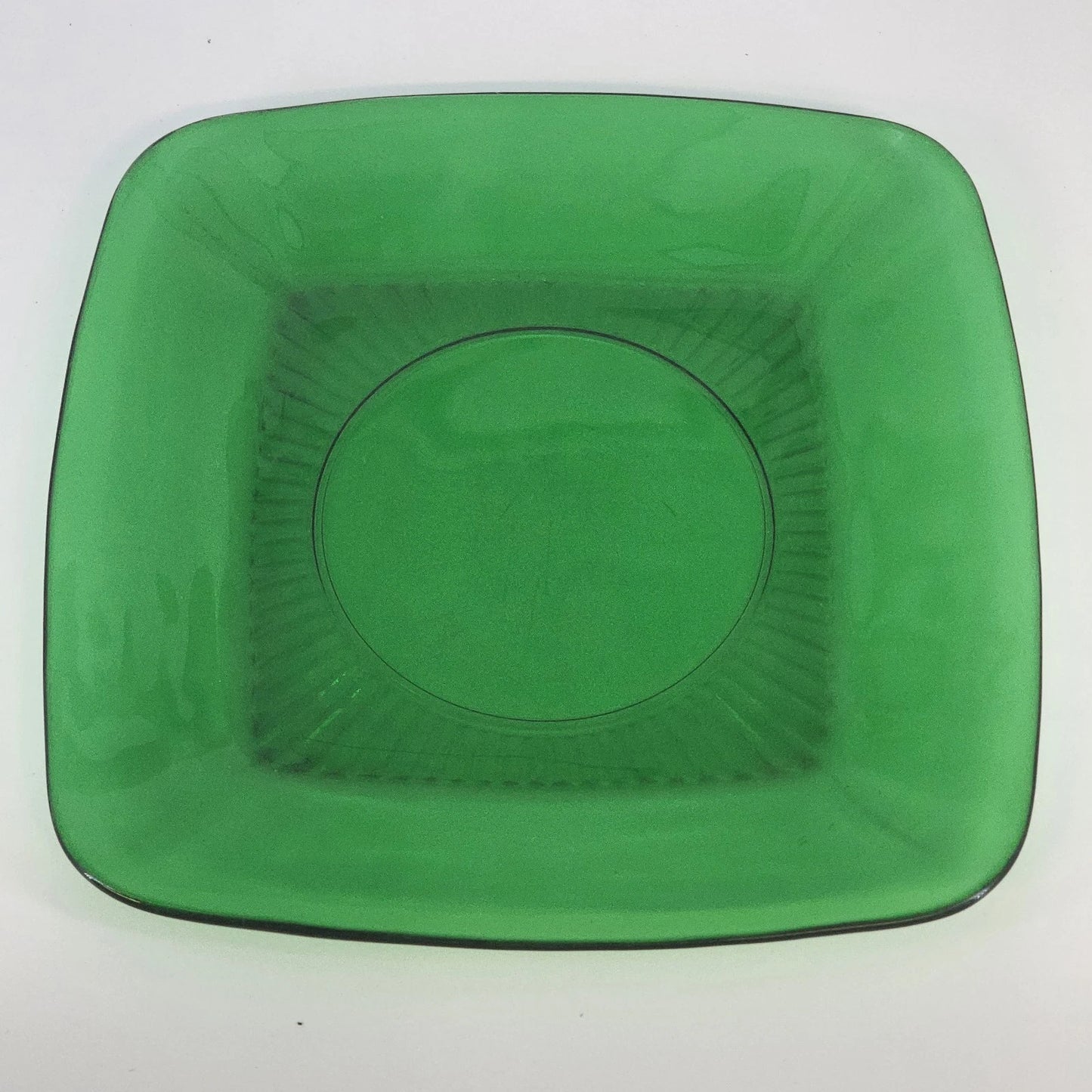 Vintage Anchor Hocking Charm forest green square glass luncheon plate