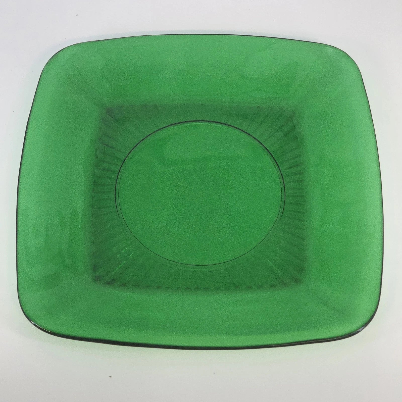 Vintage Anchor Hocking Charm forest green square glass luncheon plate