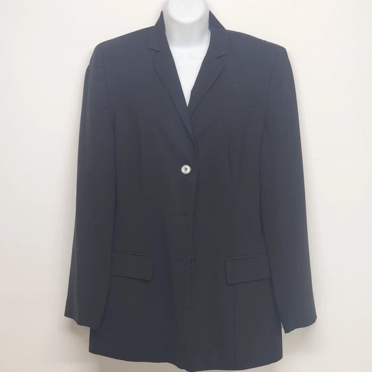 Black wool three button women blazer by Ann Taylor