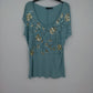 Apt 9 women's teal gold sequin floral blouse