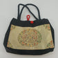 Asian style black and gold silk brocade tote bag