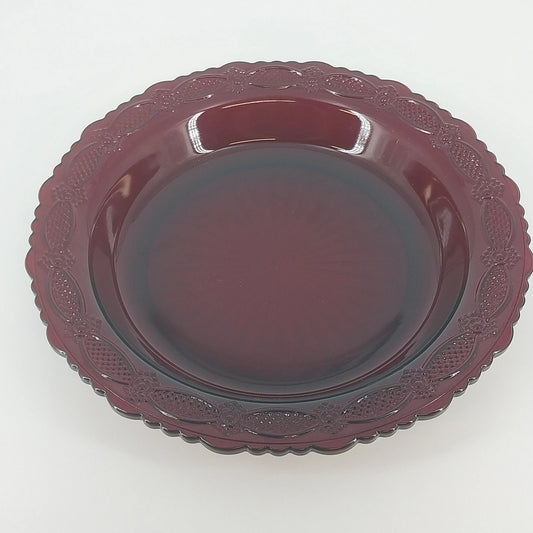 Avon Cape Cod ruby red glass pie plate with scalloped edge