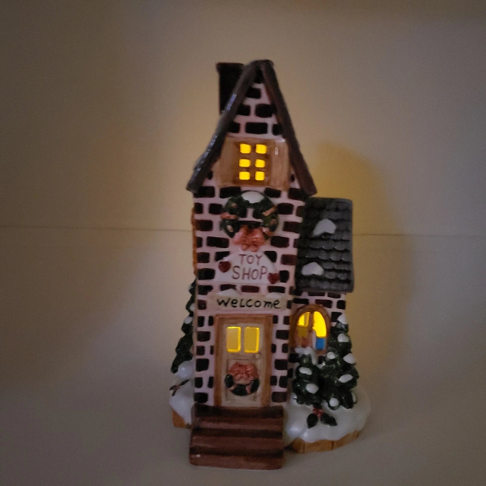 Band Designs Christmas Cozy Lites Toy Shop ceramic tea light house