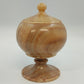 Banded onyx stone lidded pedestal jar cream brown