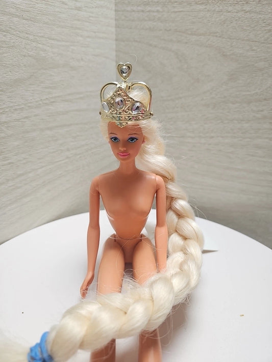 Barbie Rapunzel doll long blonde hair crown