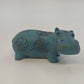 Berlin Design blue hippopotamus pottery figurine with lotus motifs