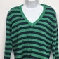 Women’s green and navy striped long sleeve shirt by Bitten SJP