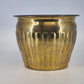 Vintage brass planter pot with ribbed bowl design gold tone finish