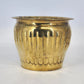 Ribbed brass planter pot with flared rim vintage gold tone decor