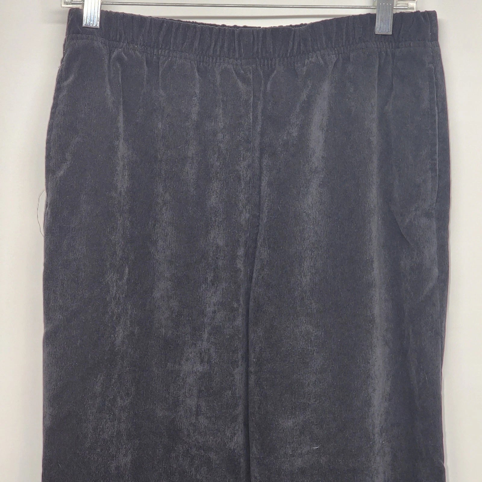 Grey suede like straight leg petite pants with pockets