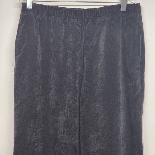 Grey suede like straight leg petite pants with pockets