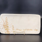 White ceramic Christmas platter with gold tree design Carla Grogan