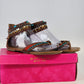 Candie's brown gladiator sandals with colorful bead embellishments
