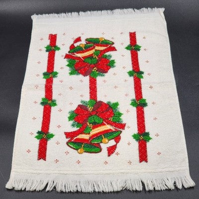Cannon vintage Christmas terry kitchen towel with bells and holly
