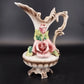 Vintage Capodimonte Italian porcelain pitcher vase with pink roses