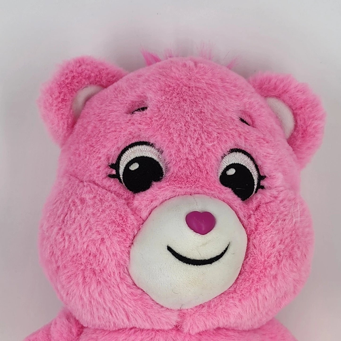 Pink Care Bears Cheer Bear plush with rainbow belly badge 12 inches tall