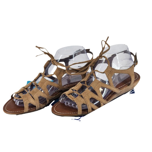 Carlos by Carlos Santana brown suede gladiator wedge sandals with lace-up straps
