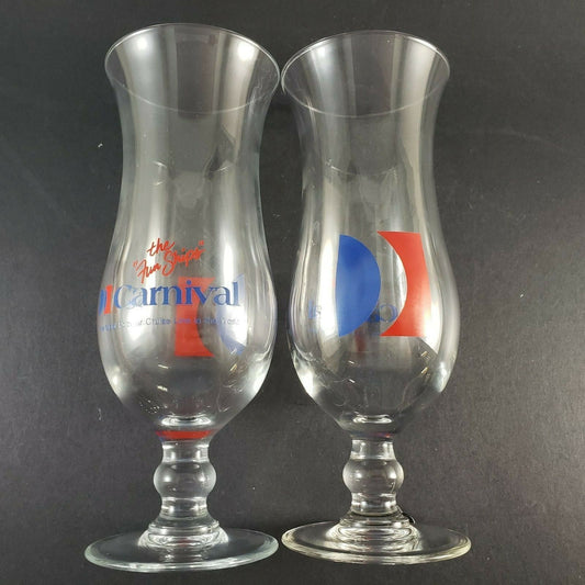 Carnival Cruise hurricane glasses set 2 Fun Ships 8 inch
