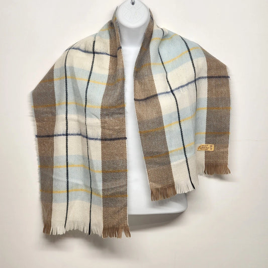 Celvin white beige fringe scarf cashmere feel