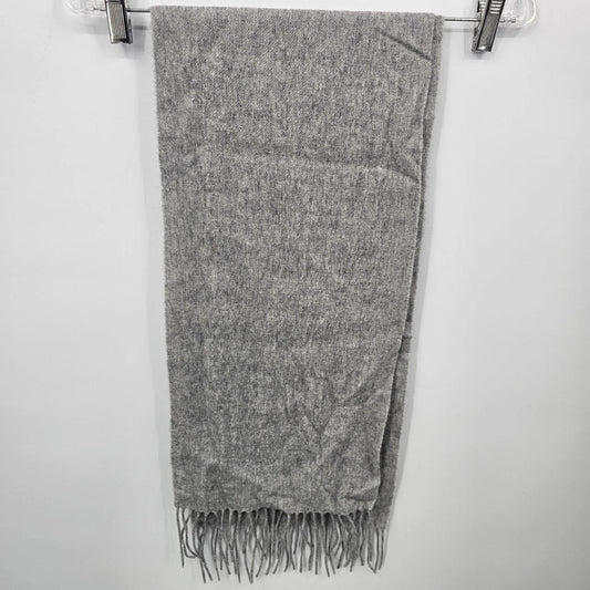 Light grey heather Charter Club 100% cashmere scarf with fringed edges