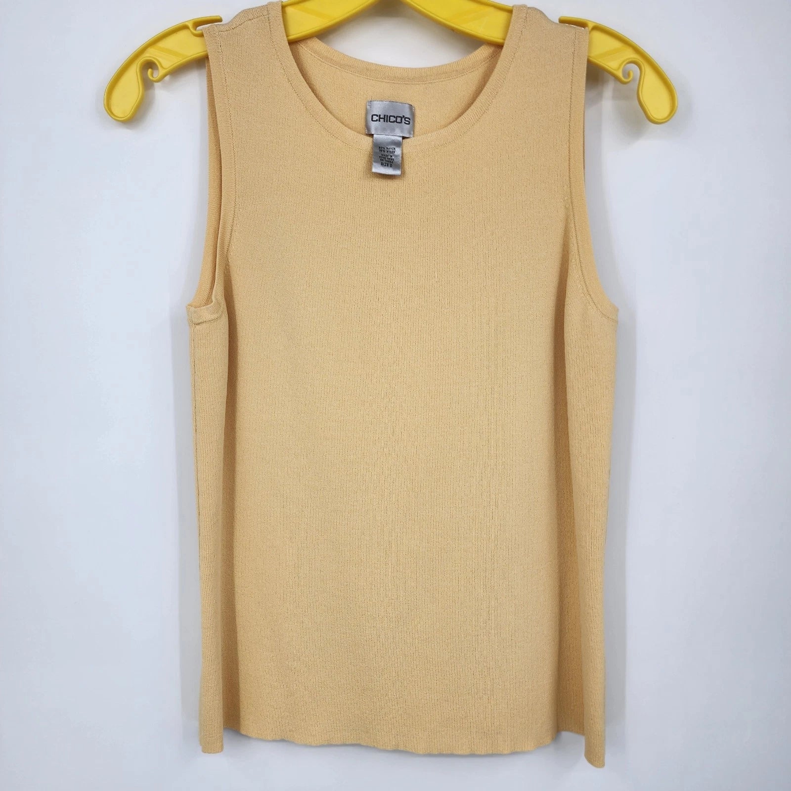 Yellow ribbed knit sleeveless tank top women’s Chico’s size 0