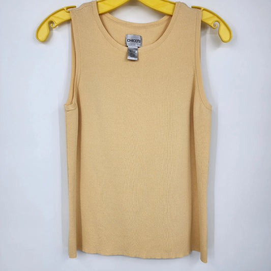 Yellow ribbed knit sleeveless tank top women’s Chico’s size 0