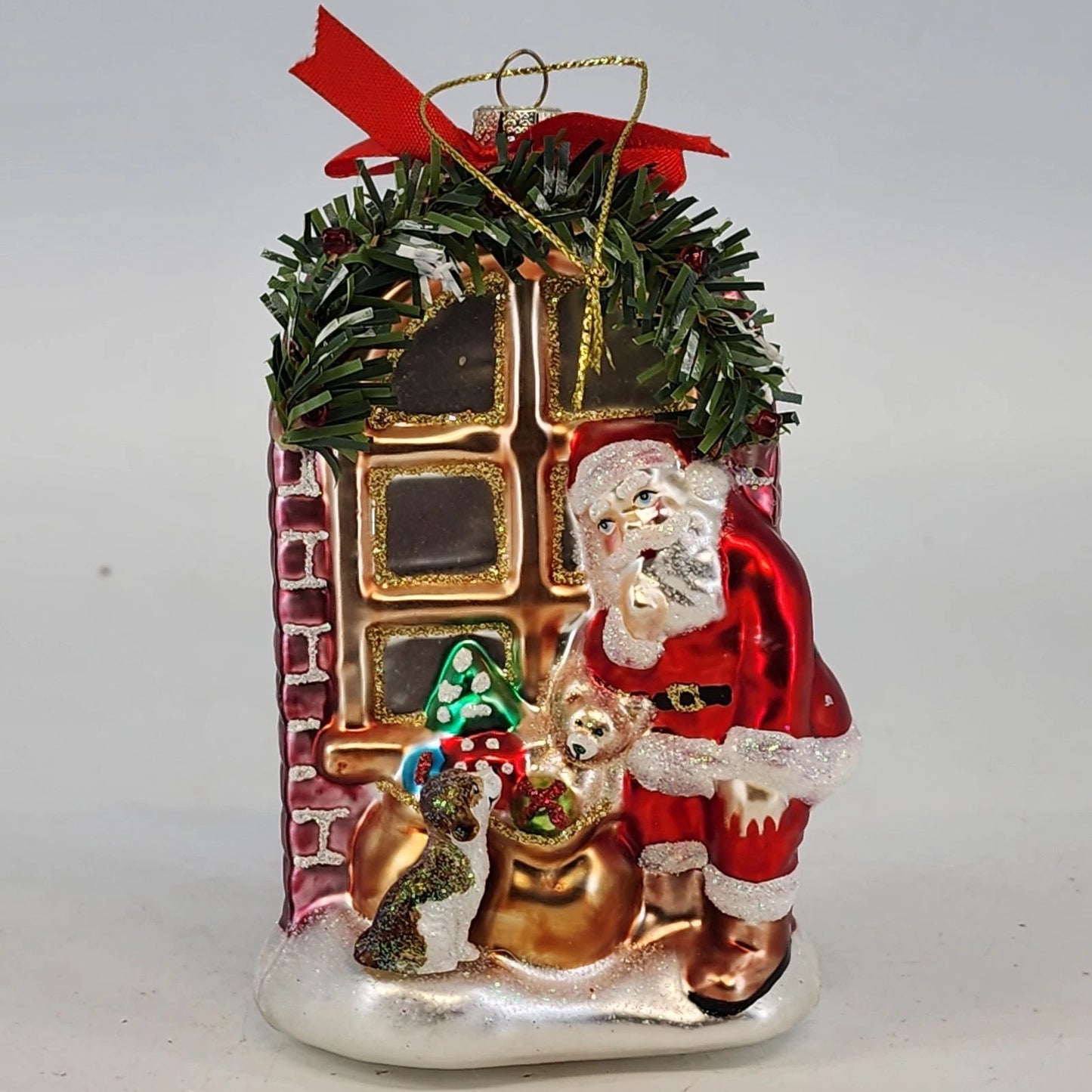 Christopher Radko Santa puppy mercury glass ornament

