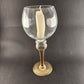 Clear goblet candle holder gold stem ribbed glass