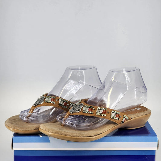 Cliffs by White Mountain Inca brown beaded thong sandals