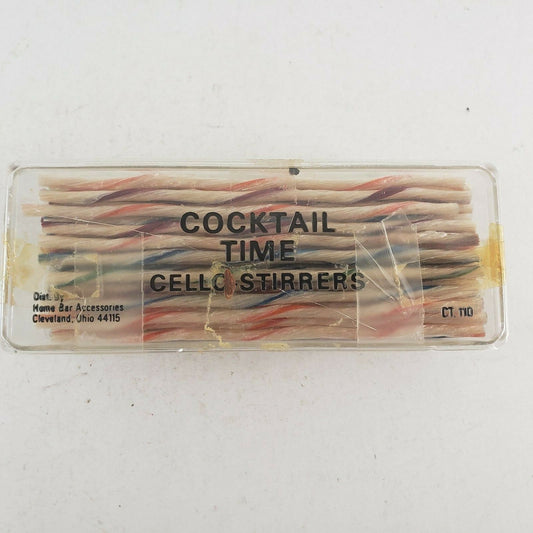 Vintage Cocktail Time cello stirrers swizzle sticks in assorted colors