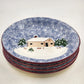 Set of four Cook's Bazaar Holly Mountain Lodge ceramic dinner plates