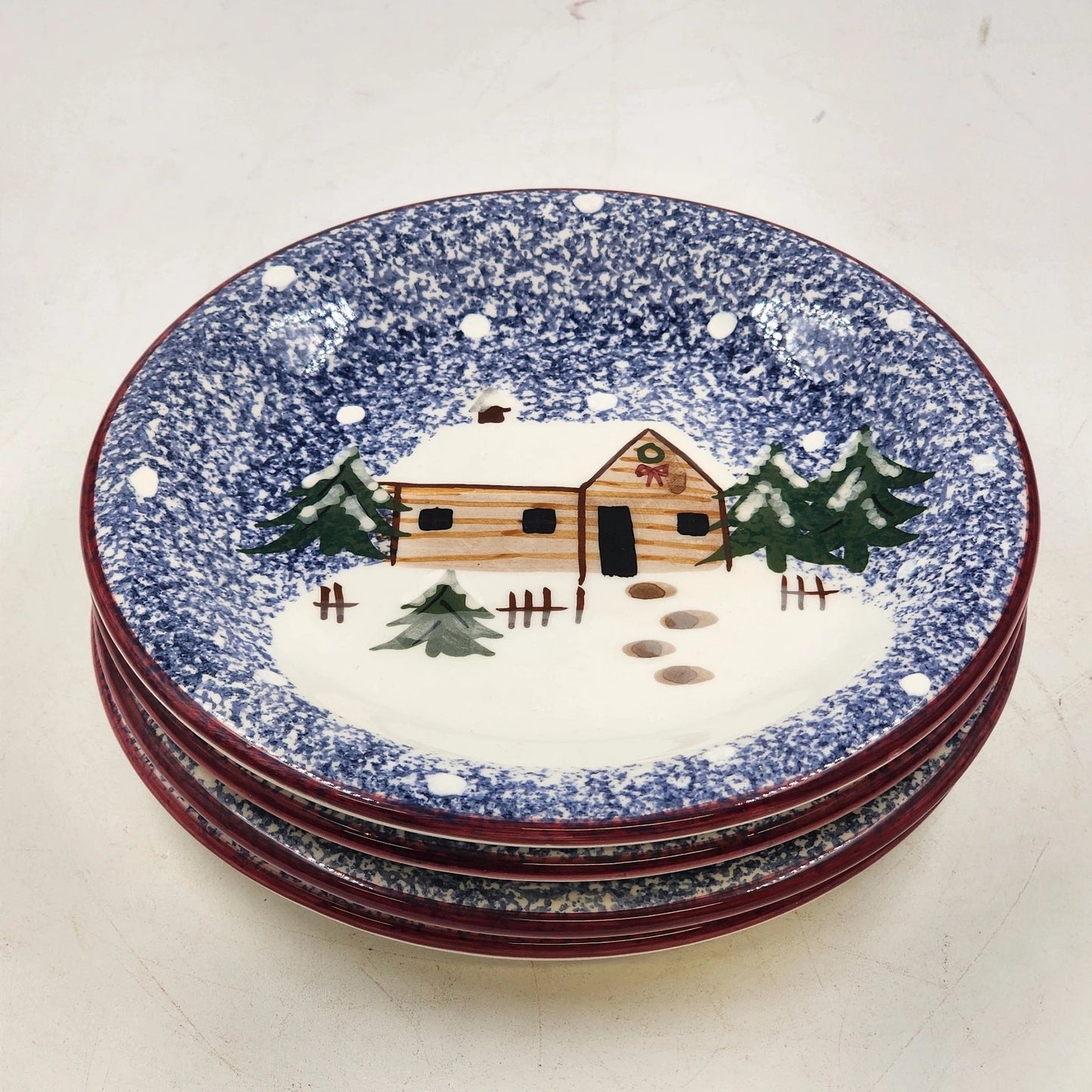 Set of four Cook's Bazaar Holly Mountain Lodge ceramic salad plates
