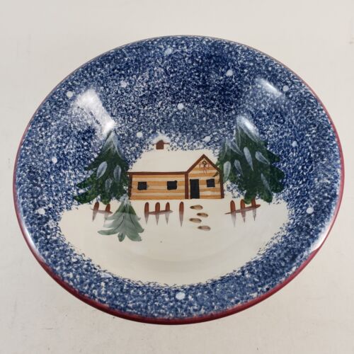 Cook's Bazaar Holly Mountain Lodge winter scene soup bowl