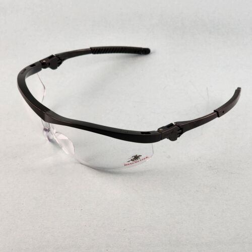 Crews Winchester 110 safety glasses with black frame and clear scratch resistant lens
